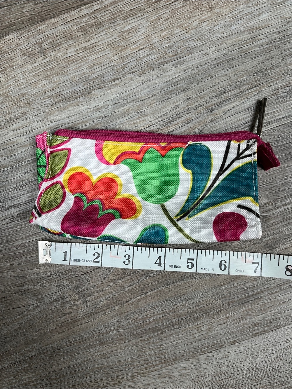 Clinique Multicolor Floral Canvas Cosmetic Pouch - Pink Zipper - Picture 2 of 6